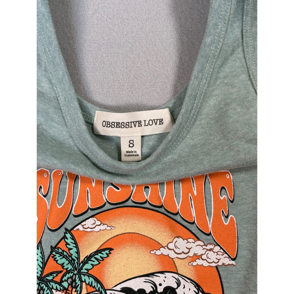 Obsessive Love Sunshine State of Mind Vintage Graphic Tank Top Retro Dolphin - Picture 2 of 9